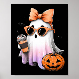 Poster Cute Bougie Ghost Café Pumpkin Spooky Season Hal