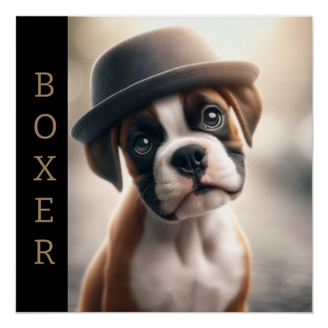 Póster Cute Boxer Puppy – Stylish Dog Art (Frente)