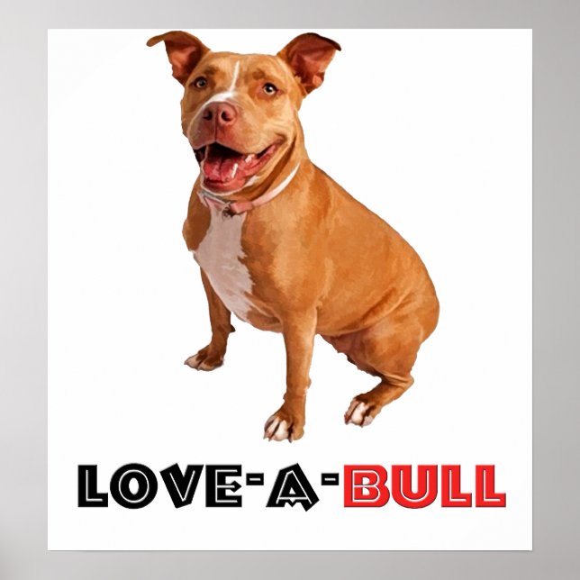 Póster Cute Brown Pittie Love-a-Bull (Frente)