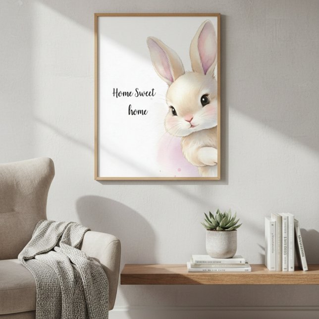 Poster Cute Bunny Watercolor Personalized Text  (Criador carregado)