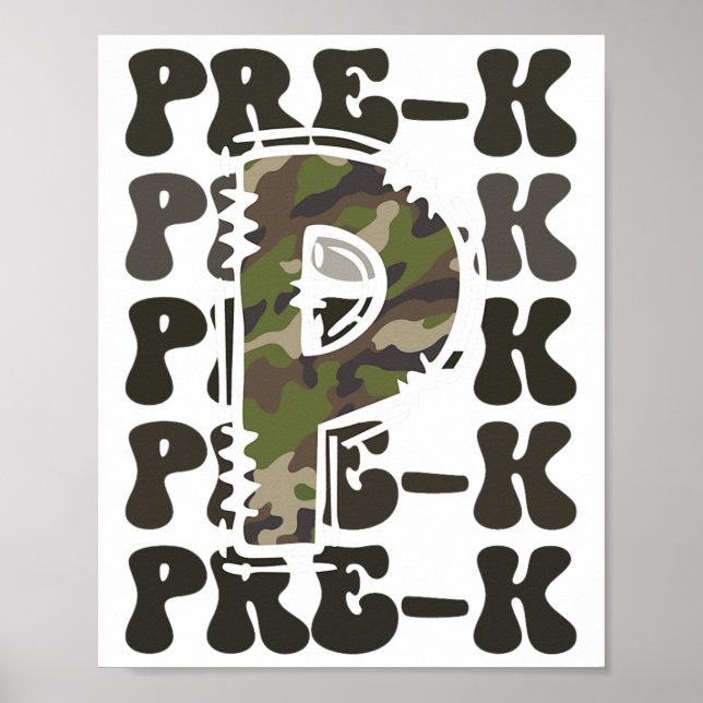 Poster Cute Camo Pré K De Volta À Escola Professora Engra (Frente)