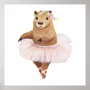 Poster Cute Capybara na saia rosa tutu