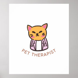 Poster Cute Cat Pet Therapist Cartoon Design