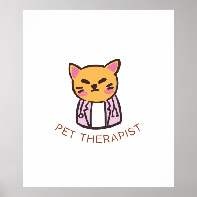 Poster Cute Cat Pet Therapist Cartoon Design (Frente)