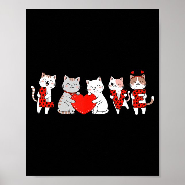 Poster Cute Cats Love Valentine Design For Men Women Kids (Frente)