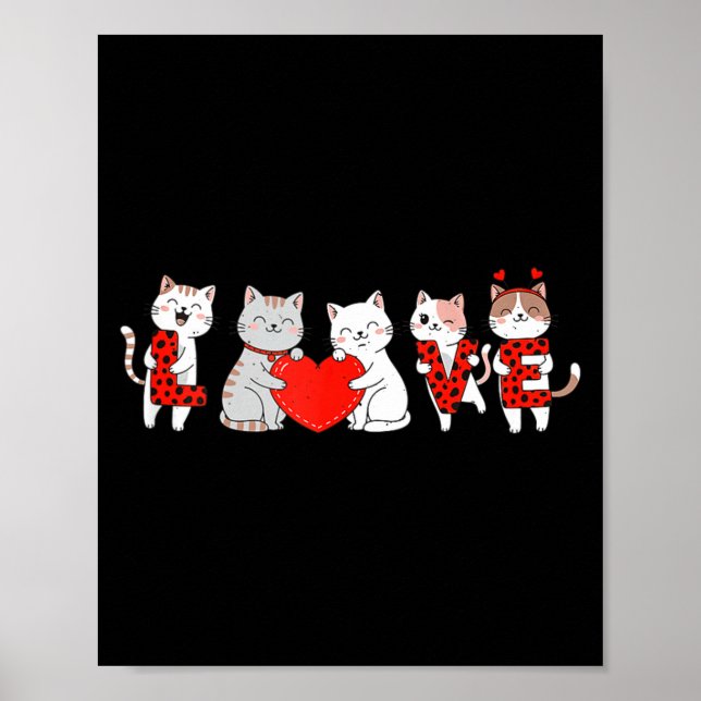 Poster Cute Cats Love Valentine Design For Men Women Kids (Frente)