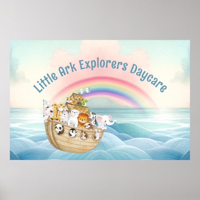 Poster Cute Child Care Daycare Noah's Ark Business (Frente)