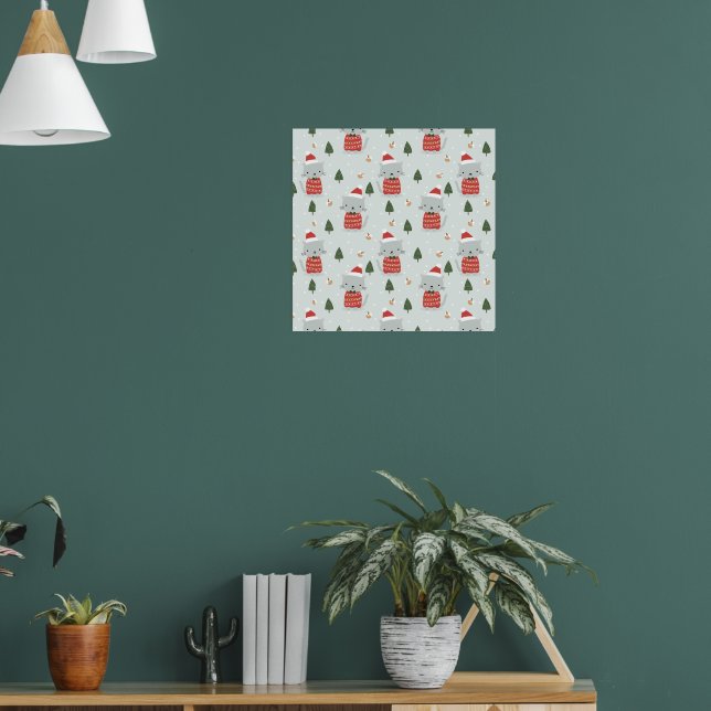 Poster Cute Christmas Cat Pattern – Festive Holiday  (Sala de Estar 1)