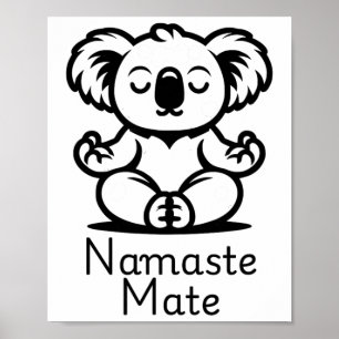 Poster Cute coalita australiano meditando em pose de yoga