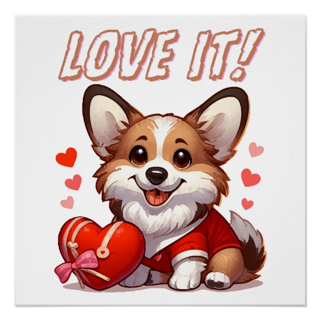Póster Cute Corgi Amor (Frente)