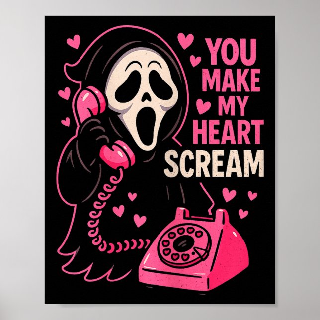 Poster Cute Creepy Horror Make My Heart Scream Valentine’ (Frente)