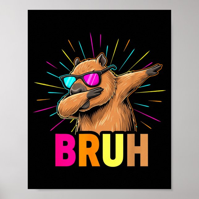 Poster Cute Dabbing Capybara Funny Animal Meme Capy Lover (Frente)