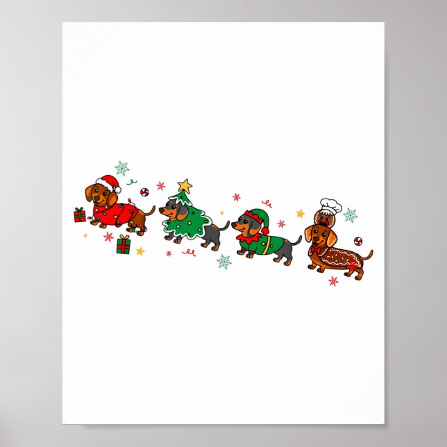 Poster Cute Dachshund Christmas Parade Christmas  (Frente)