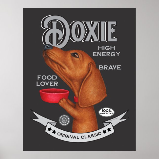 Poster Cute Dachshund implorando por Comida (Frente)