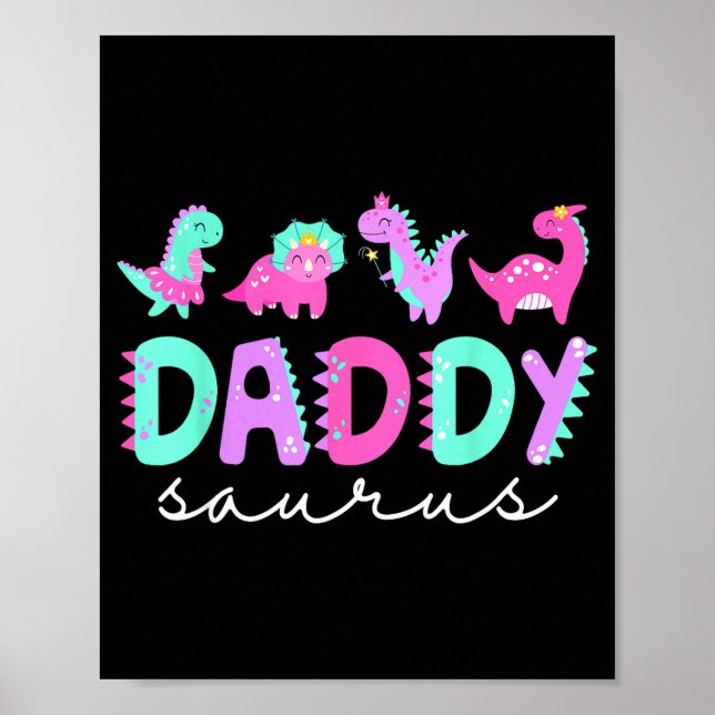 Poster Cute Daddy Saurus Dad Dinosaur Birthday Boy Girl F (Frente)