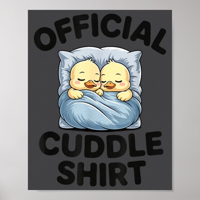 Poster Cute Duck Couple Snuggle Cuddle  (Frente)