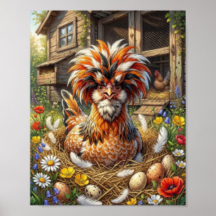 Poster Cute e Caprichoso Galinheiro Polonês