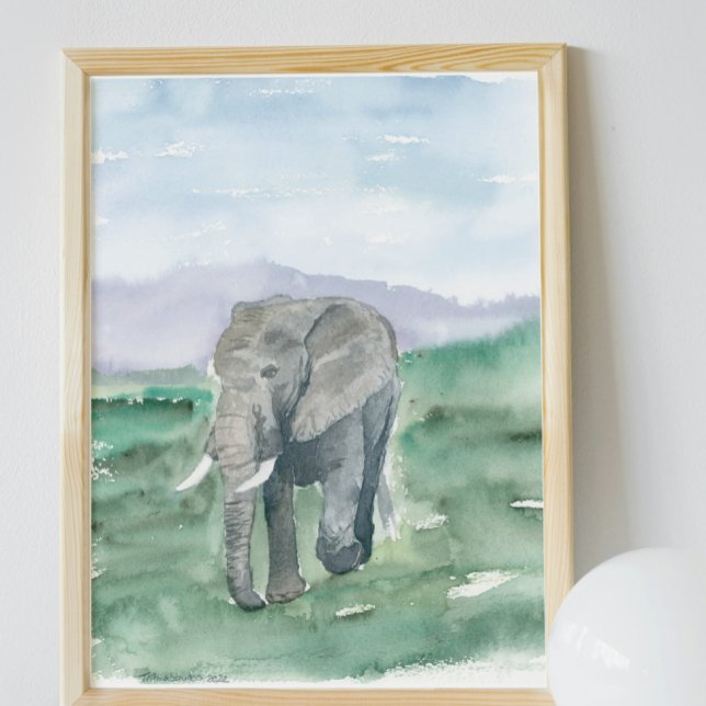 Póster Cute Elephant Watercolor (Criador carregado)