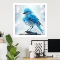 *~* Cute Escuro Detalhado de Pássaro Azul AP54 Art