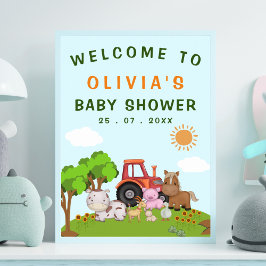 Poster Cute Farm Animals Gender Neutral Baby Shower