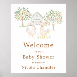 Poster Cute Farm Barn Baby Shower Welcome