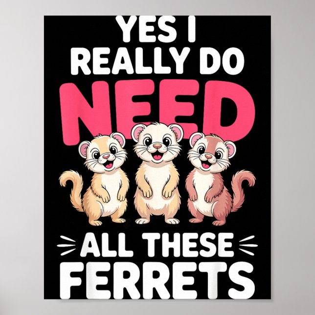 Poster Cute Ferret Design For Men Women Kids Animal Ferre (Frente)