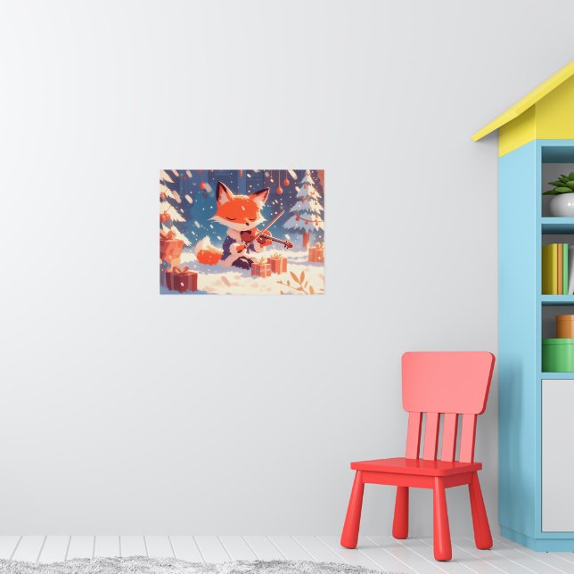 Poster Cute Fox Playing Violin (Berçário 1)