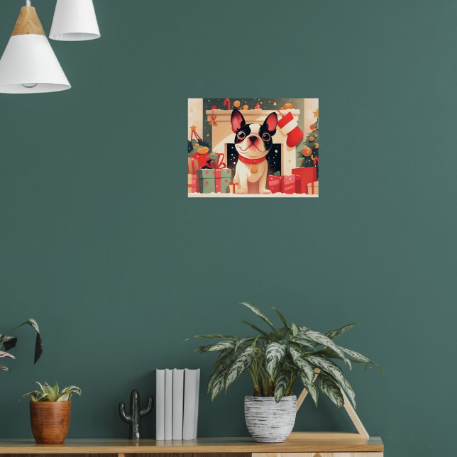 Poster Cute French Bulldog by the Christmas Fireplace (Sala de Estar 1)