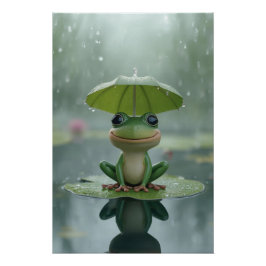 Póster Cute Frog Wall Art for Kids – Adorable Frog Poster