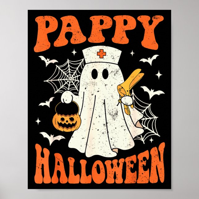 Poster Cute Funny Boo Ghost Nurses Pappy Halloween Obgyn  (Frente)