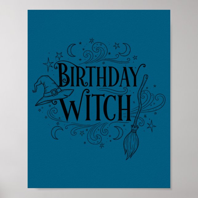 Poster Cute Funny Witch Witchy Birthday Witches Happy Wom (Frente)