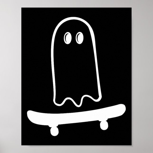 Poster Cute Ghost Skateboard To Funny Skateboarder Hallow (Frente)
