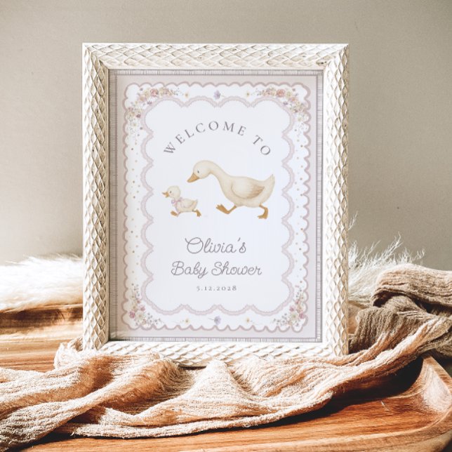 Poster Cute Goose Gender Neutral Baby Shower Welcome (Criador carregado)