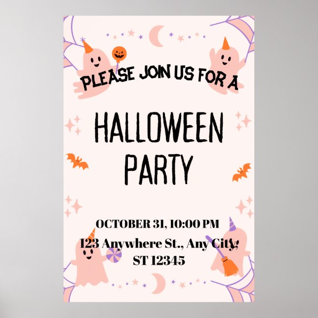 Poster Cute Halloween Party Invitation (Frente)