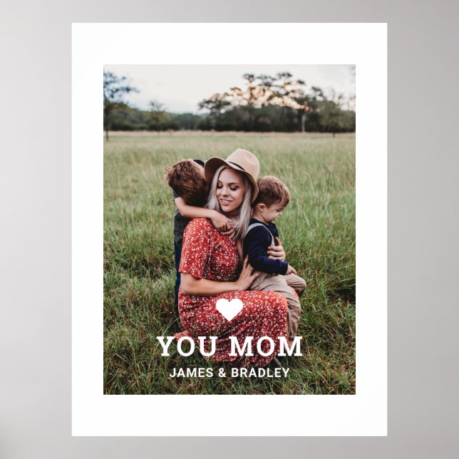 Poster Cute HEART LOVE YOU MOM Mother's Day Photo (Frente)