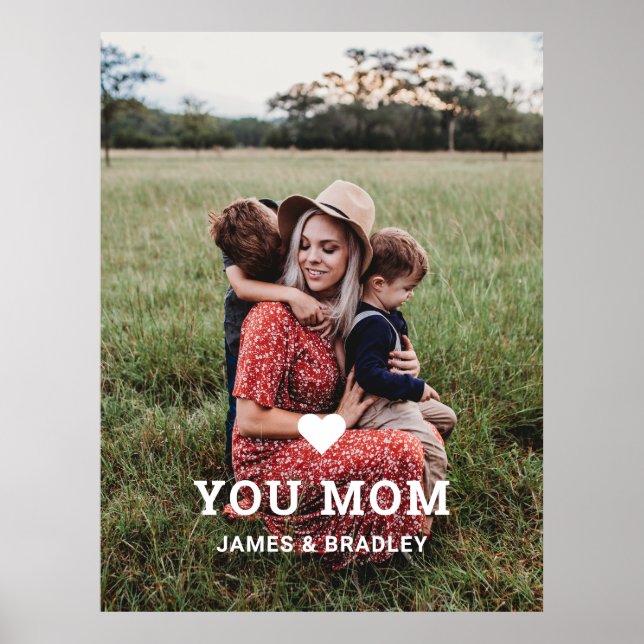 Poster Cute HEART LOVE YOU MOM Mother's Day Photo (Frente)