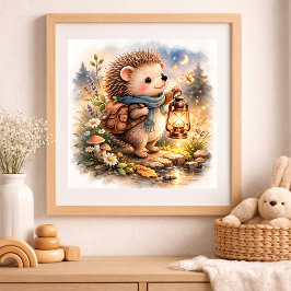 Poster Cute Hedgehog e Lanterna Kids 