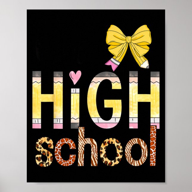 Poster Cute Hello High School Animal Print Teacher Back T (Frente)