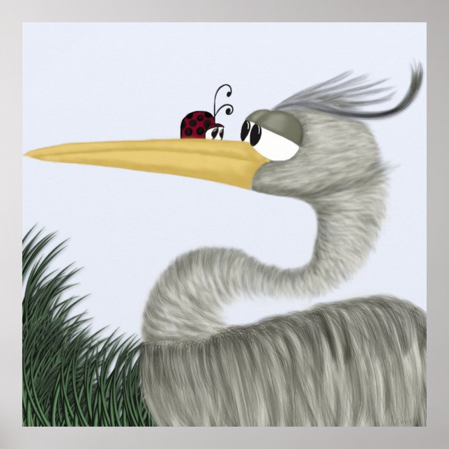 Póster Cute Heron e Ladybug (Frente)