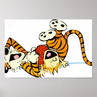 Poster Cute Hobbes Rindo nos Camisetas de Trabalho de art
