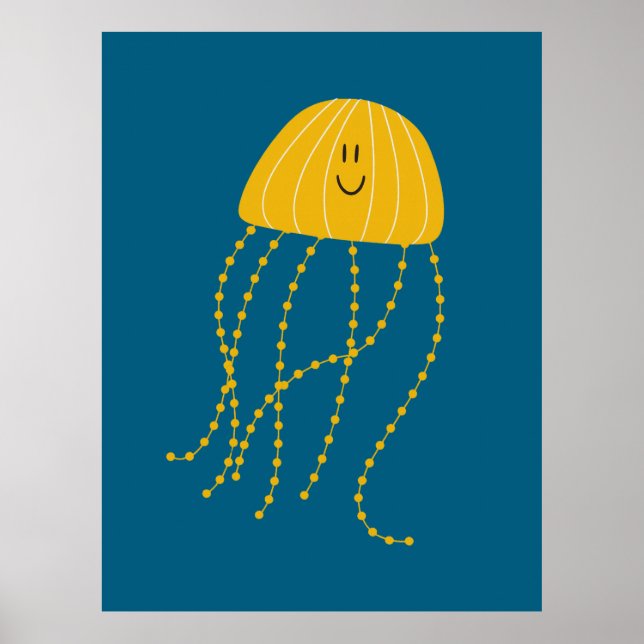 Poster Cute Jellyfish – Fun Minimalist Ocean (Frente)