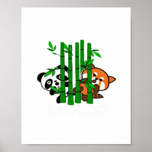 Poster Cute Kawaii Baby Panda E Red Panda Bamboo Peeka