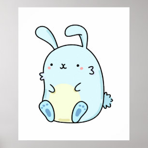 Poster Cute Kawaii Blue Bunny