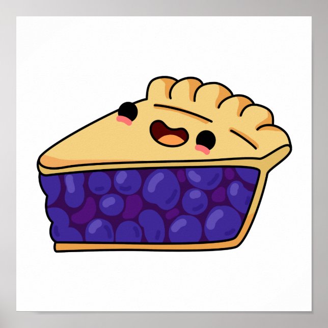 Poster Cute Kawaii Blueberry Pie (Frente)