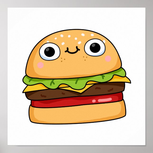 Poster Cute Kawaii Cheeseburger (Frente)