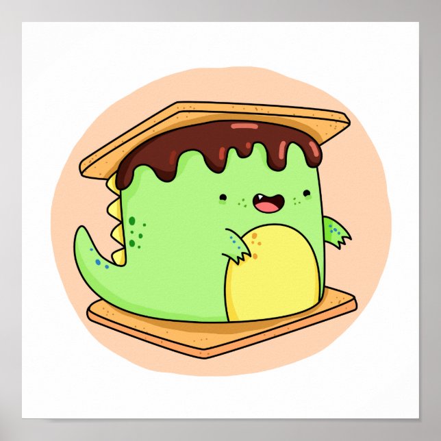 Poster Cute Kawaii Dino-smore (Frente)
