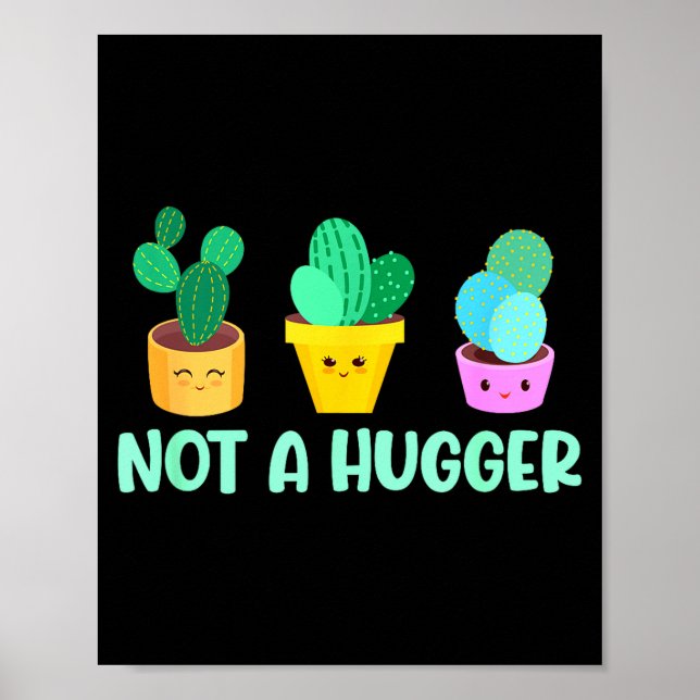 Poster Cute Kawaii Do Not Hug I'm Not A Hugger Cactus  (Frente)