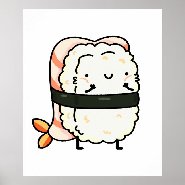 Poster Cute Kawaii Ebi Prawn Sushi (Frente)