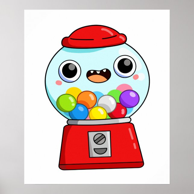 Poster Cute Kawaii Gumball Machine (Frente)