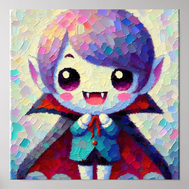 Poster Cute Kawaii Halloween Vampiro (Frente)